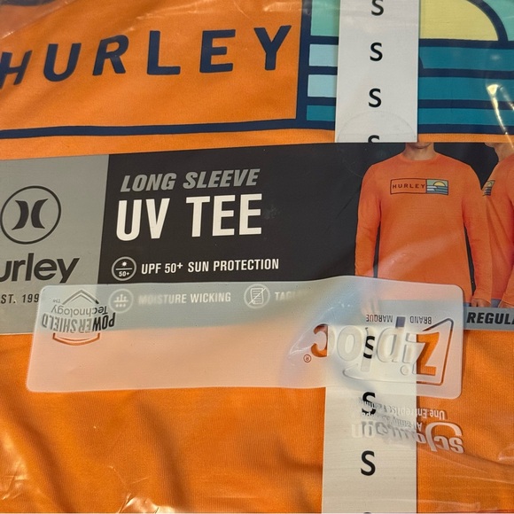 Hurley Orange Long Sleeve Tee with Graphic Design Small - Picture 8 of 8